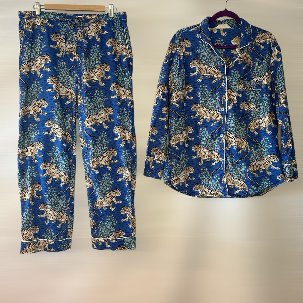Print Fresh Bagheera Tiger Long Sleep Pajama Set Sapphire Sz L